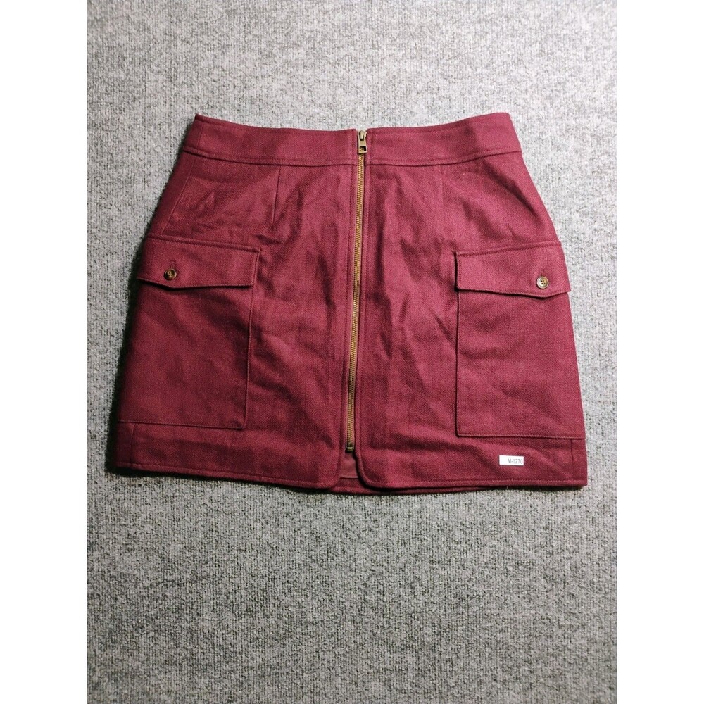 Madewell Burgundy Mini Skirt Women's Size 10 Corduroy Zip Front A-Line Casual